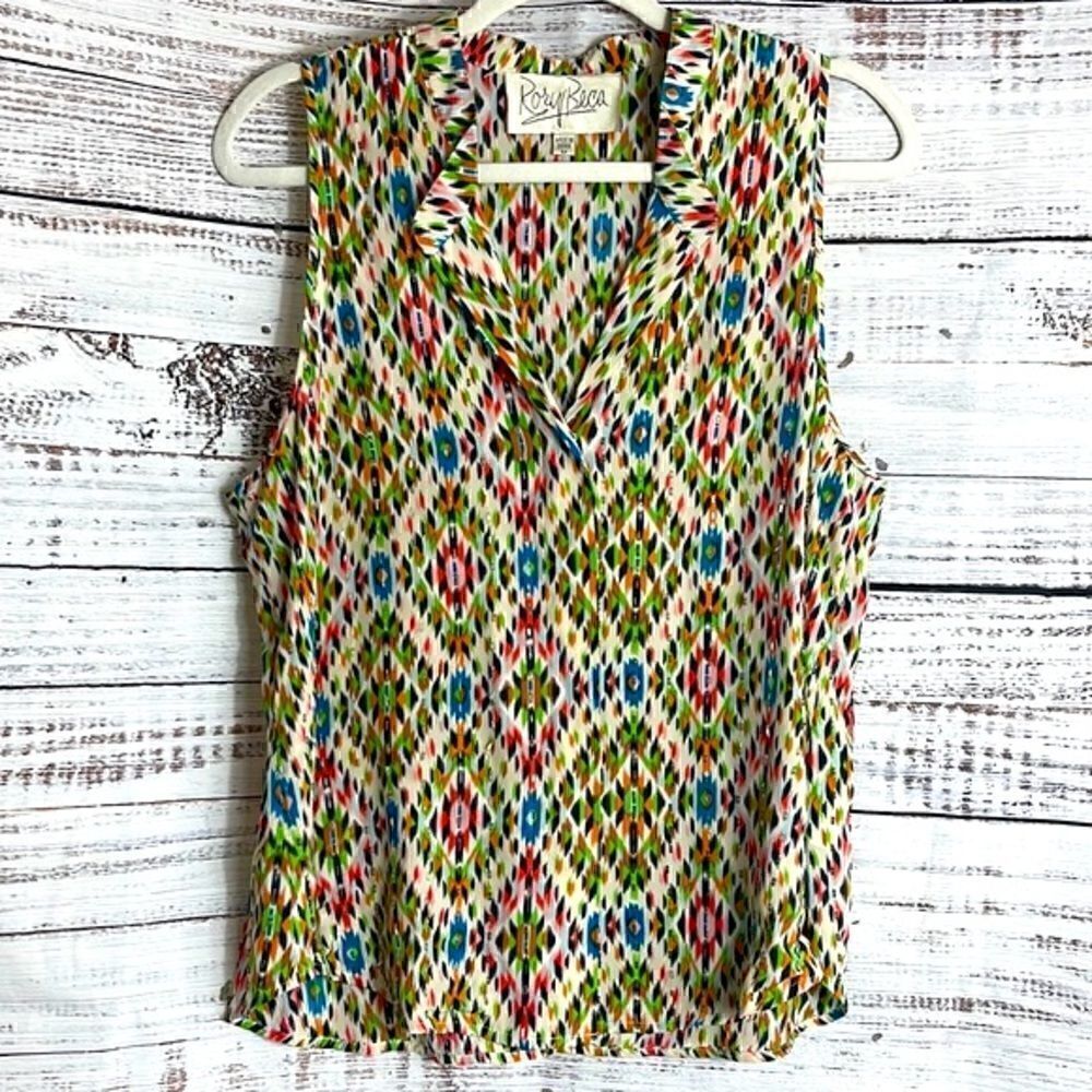 ‎Anthropologie Rory Beca Top Womens size Medium Chiffon beaded Silk Blouse sheer